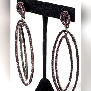 Purple Crystal Oblong Earrings